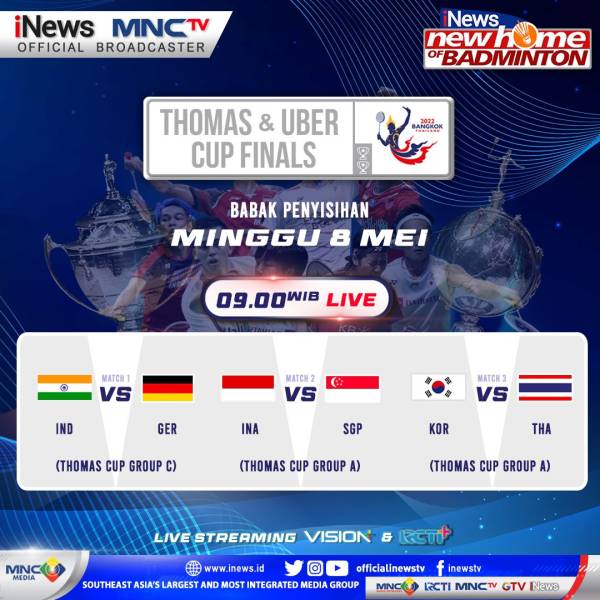 Thomas & Uber Cup Finals 2022 Hari ini India vs Jerman, Indonesia vs